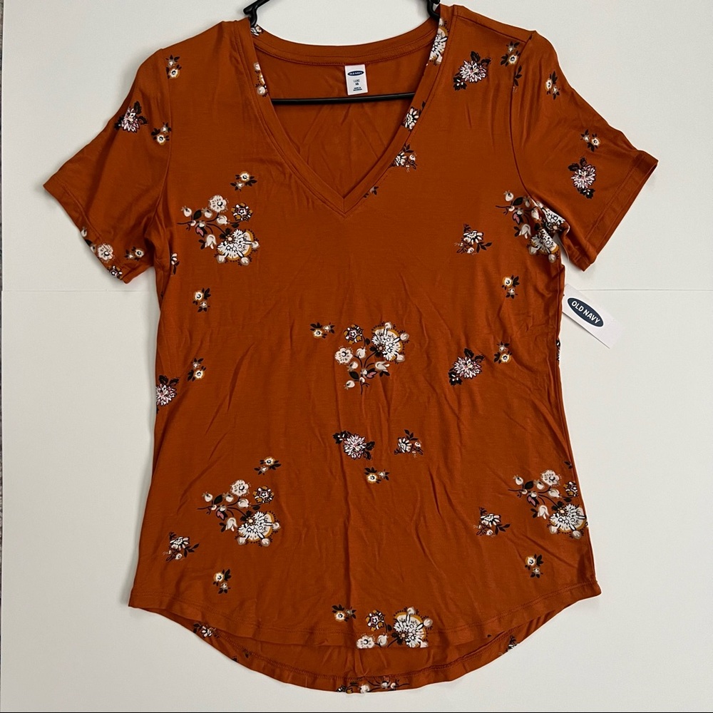 Old Navy luxe short sleeve, orange floral